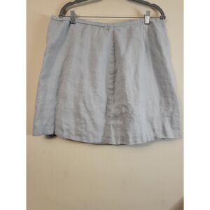 J. JILL LIGHT BLUE/GREY 100% LINEN A LINE WOMEN SKIRT SIZE 18 TALL VACATION WEAR